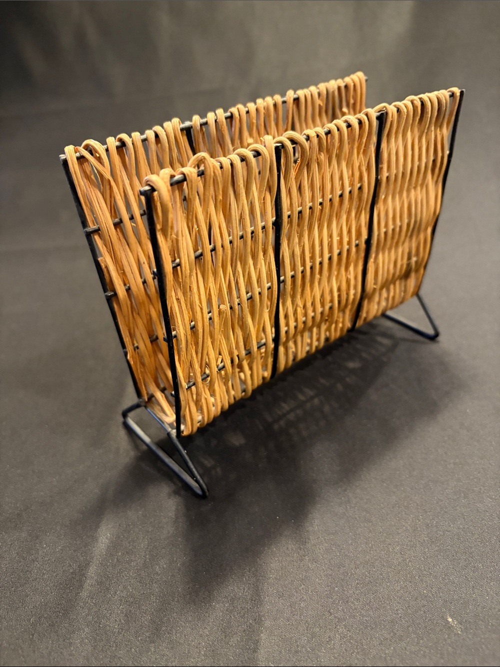 Woven Rattan & Metal Napkin Holder - Natural Brown